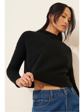 Pilcro by Anthropologie Alani 100% Cashmere Mock Neck Cropped Sweater Size XS